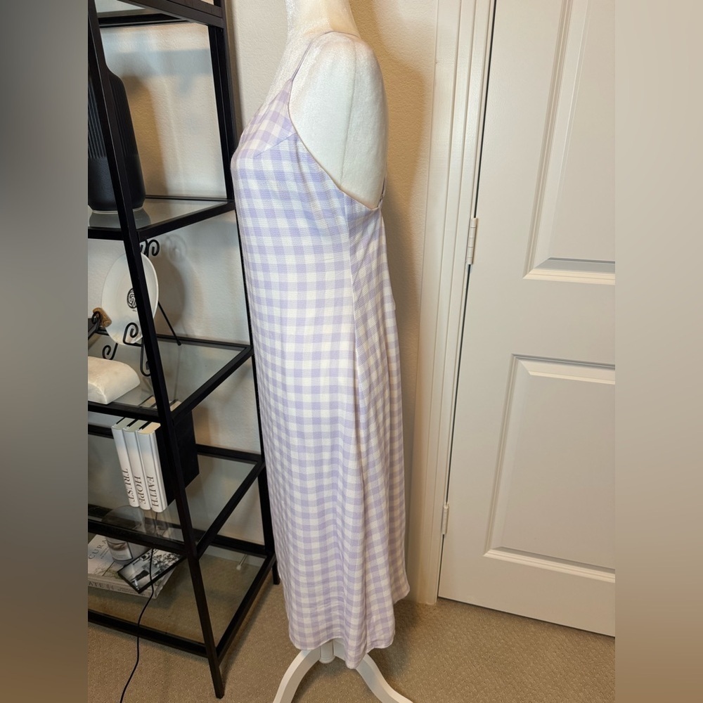 NWT Charlie Holiday Check Print Midi Slip Dress Lilac Size 8 - Picture 6 of 7